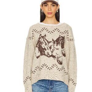 REVOLVE Found Women's Beige Horse Print Sweater